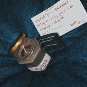 Homemade spiced caramel pear candles